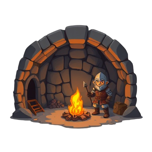 hi-bit, a dungeon, a campfire, a medieval soldier