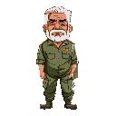 janeiro : personagem de 54 anos com cabelos brancos , ex militar do exercito, da velha guarda faça ele com um pijama  de corpo inteiro
