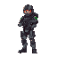 soldier, futuristic, with laser gun, side view