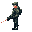 side view soldier, futuristic, with laser gun, 