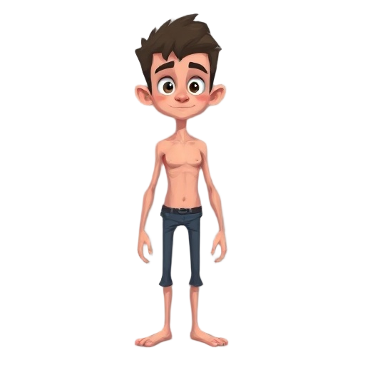 a skinny boy with no shirt