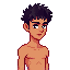 a skinny boy with no shirt, pixel 