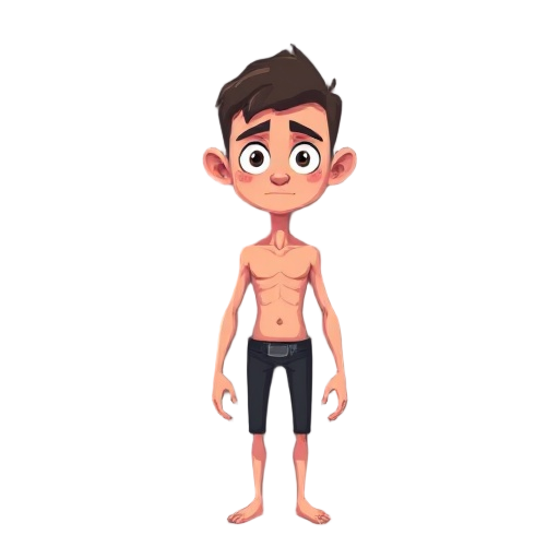 a skinny boy with no shirt, pixel 