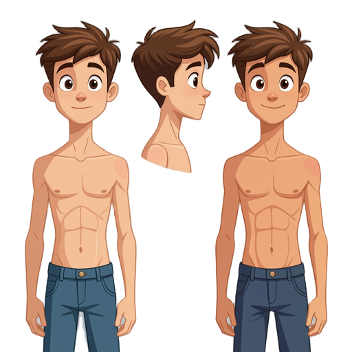 a skinny boy with no shirt