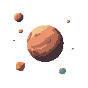 one planet no background, no blackout, asteroids