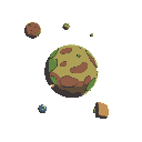 one planet no background, no blackout, asteroids