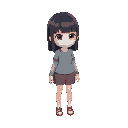  girl, straight hair with bangs, mask