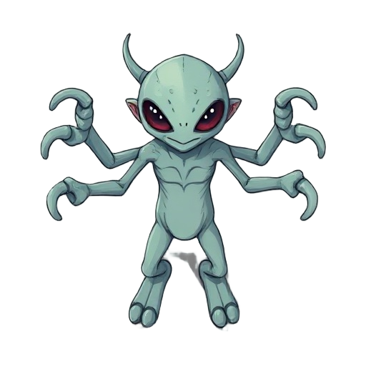 crea un moutro alien de 6 manos 