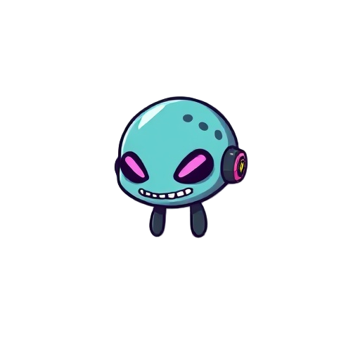 small cyberpunk slime, cute chibi style.