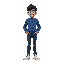 bruno mars wearing blue sweater, jeans, white shoes, highly detailed