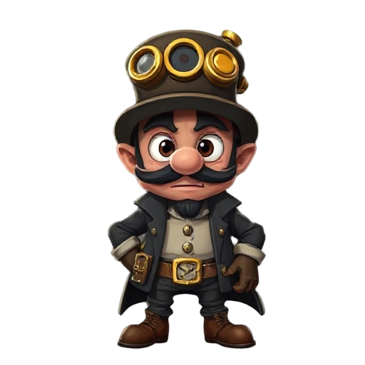 hercule pirot like character, steampunk, frontview, 