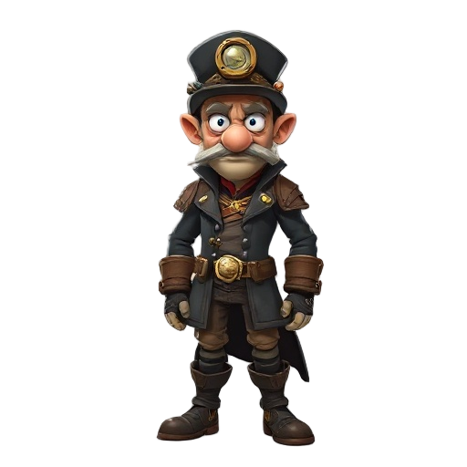 hercule pirot like character, steampunk, frontview, 