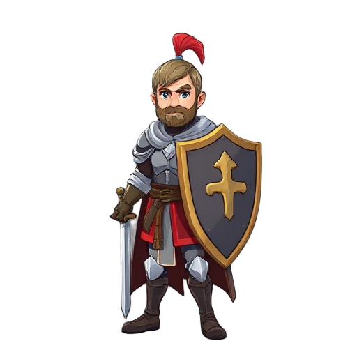 a male knight with long sword and shield side scroller