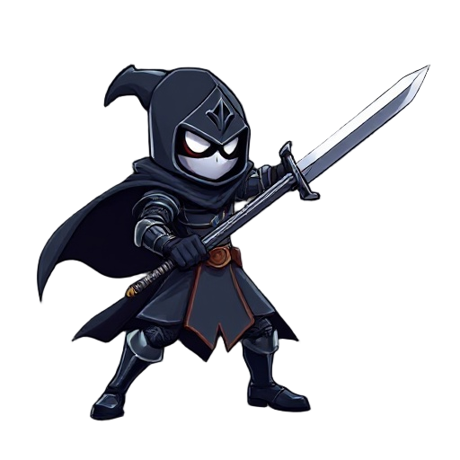 a gothic dark knight swinging a sword