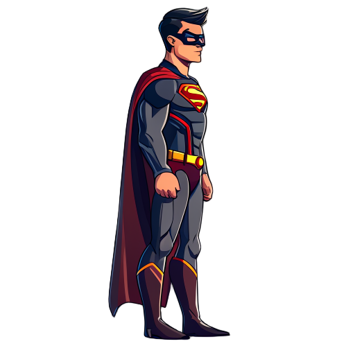 super hero, in profile