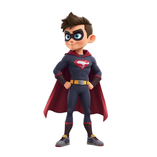 super hero, in profile