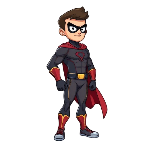 super hero, in profile
