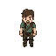 an adventurer standing, minecraft style