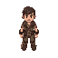 an adventurer standing, made of blocks