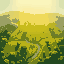 a greenfield landscape, top down view