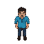 man with a blue shirt standing, minecraft style