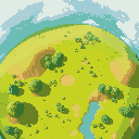 a greenfield landscape, top down view