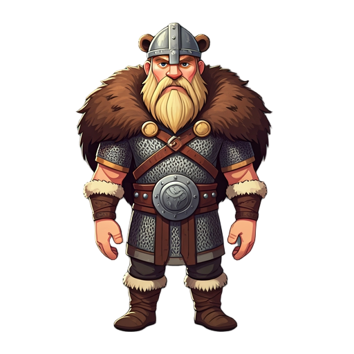viking warrior, '13th warrior' style, with bear fur on shoulders and chainmail underneath