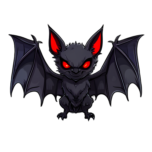 dark fantasy bat with red eyes with high details and shading 