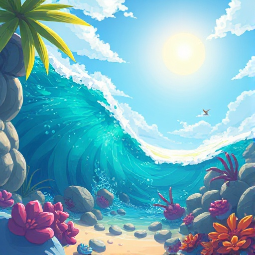 high sea in a sunny day