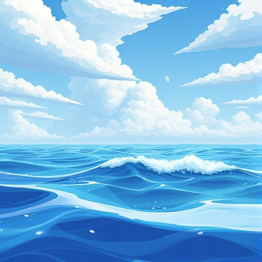 calm sea moving along with the wind and clouds