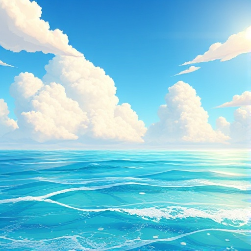 sea and clouds in a sunny day
