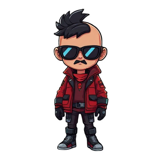 cyberpunk gang member in red