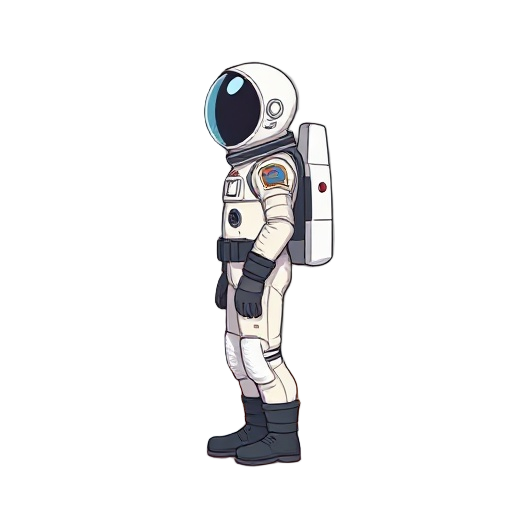 an astronaut on mars, realistic human proportions. realistic style, side view for gamesheet