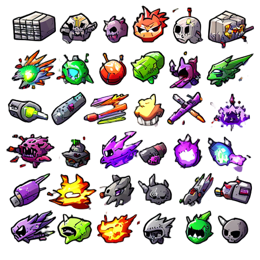 generate a spreadsheet with undertale themed projectiles. these have to ressemble the undertale essence. generate as much sprites as you can in the spreadsheet, maintaining enough space between each sprite.