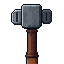 a blacksmith’s hammer chipped from years of use, handle wrapped in leather.
