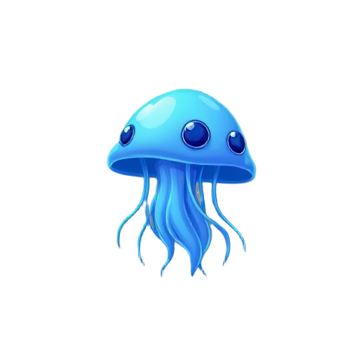 a blue, jelly fish pixel model 