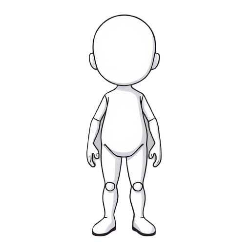 a white dummy with black edges