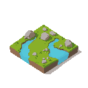 draw a coletion of terrain, water, grass, stone