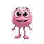 ball sprite pink color, big eyes, big mouth, walking on 8 directions