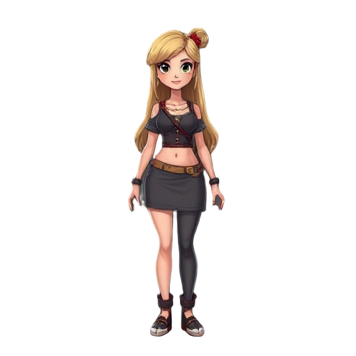 crie um personagem feminino com vestimenta de dançarina do ventre