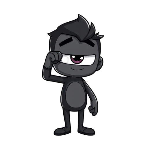 personagem com o corpo inteiro preto e com o olho branco , em 2d com tudo dele preto tirando o olho