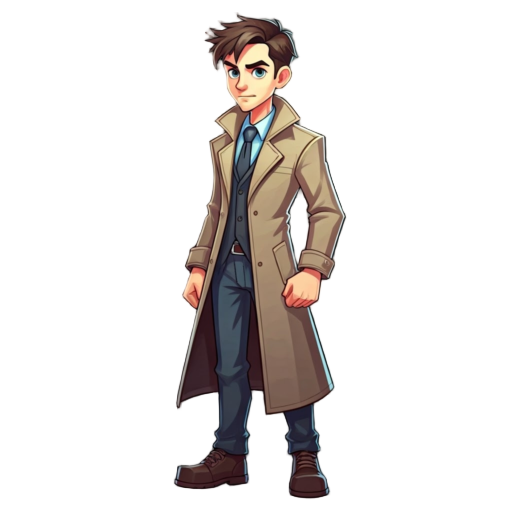 young investigator with long coat 
