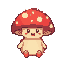 cute pixelated red mushroom pet with a smile 