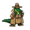 alligator dressed as a detective smoking a cigarette, human like body. 