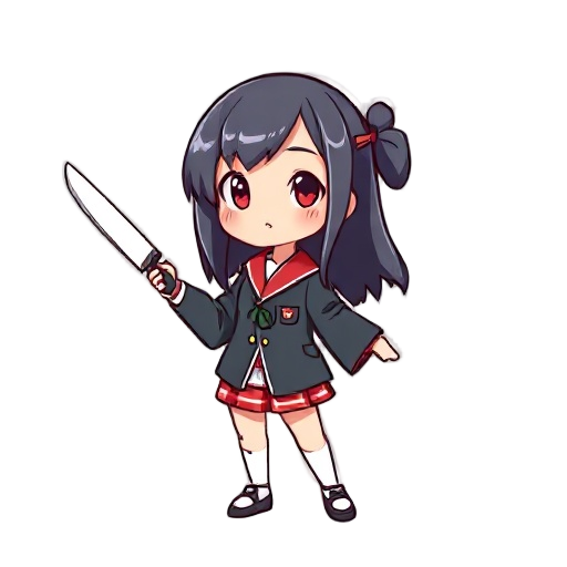 colegial japonesa com uma faca