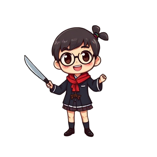 colegial japonesa com uma faca