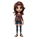 crie um asset 2d de uma mulher em estilo semi-realista. ela deve ser uma mulher jovem e atraente, com cabelos loiros longos e ondulados, olhos verdes vibrantes e expressivos, e lábios com batom vermel