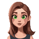 crie um asset 2d de uma mulher em estilo semi-realista. ela deve ser uma mulher jovem e atraente, com cabelos loiros longos lisos, olhos verdes, e lábios com batom vermelho