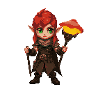 a red-haired elf warrior with glowing green eyes, wearing ancient leather armor, holding a magic staff in a forest with glowing mushrooms --v 6 --ar 2:3 --style raw --q 2 --s 750