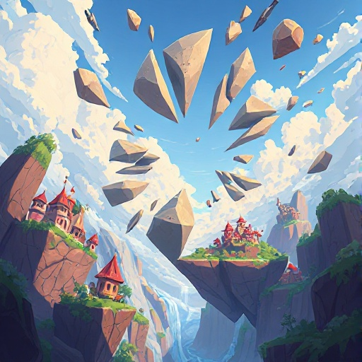 in a world where the sky fractured centuries ago, gravity broke and pieces of the earth now drift in mid-air. the civilizations that once thrived in harmony with nature were torn apart in "the shatter